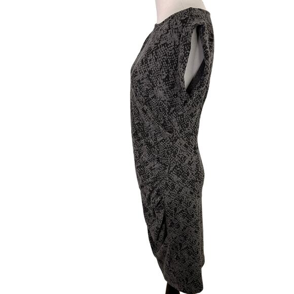 Ann Taylor Grey Peplum Animal Print Ruched Pleated Side Dress Size SP - Picture 7 of 7